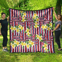 Hawaii Plumeria Lei Quilt Hawaiian Flag Motif
