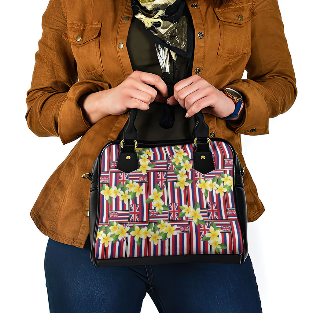 Hawaii Plumeria Lei Shoulder Handbag Hawaiian Flag Motif