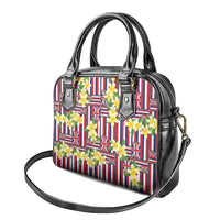 Hawaii Plumeria Lei Shoulder Handbag Hawaiian Flag Motif