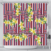 Hawaii Plumeria Lei Shower Curtain Hawaiian Flag Motif