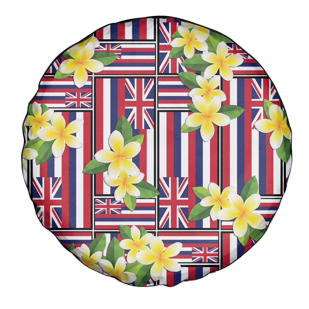 Hawaii Plumeria Lei Spare Tire Cover Hawaiian Flag Motif
