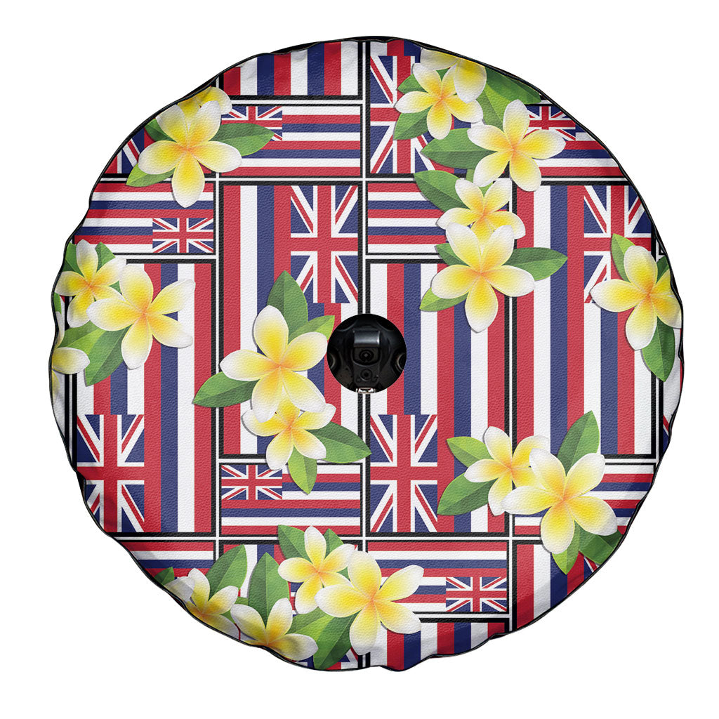 Hawaii Plumeria Lei Spare Tire Cover Hawaiian Flag Motif