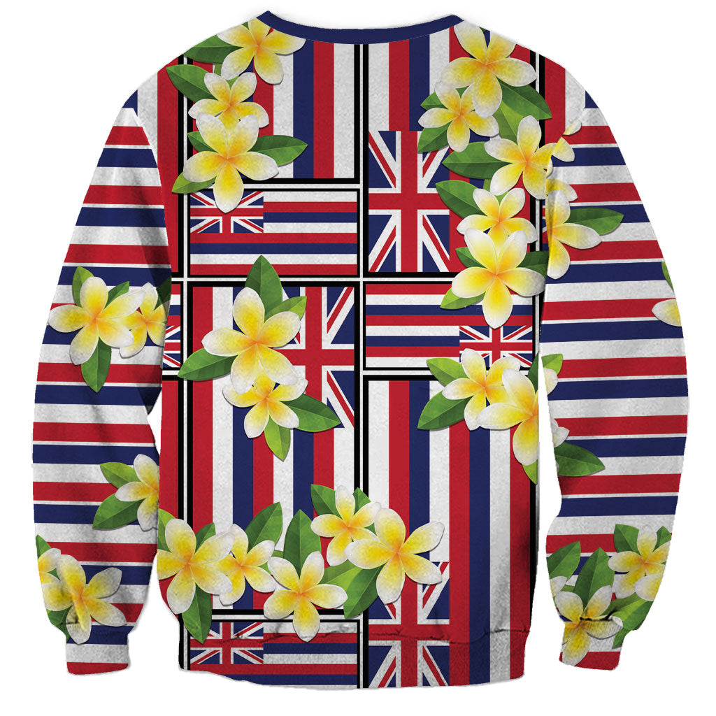 Hawaii Plumeria Lei Sweatshirt Hawaiian Flag Motif