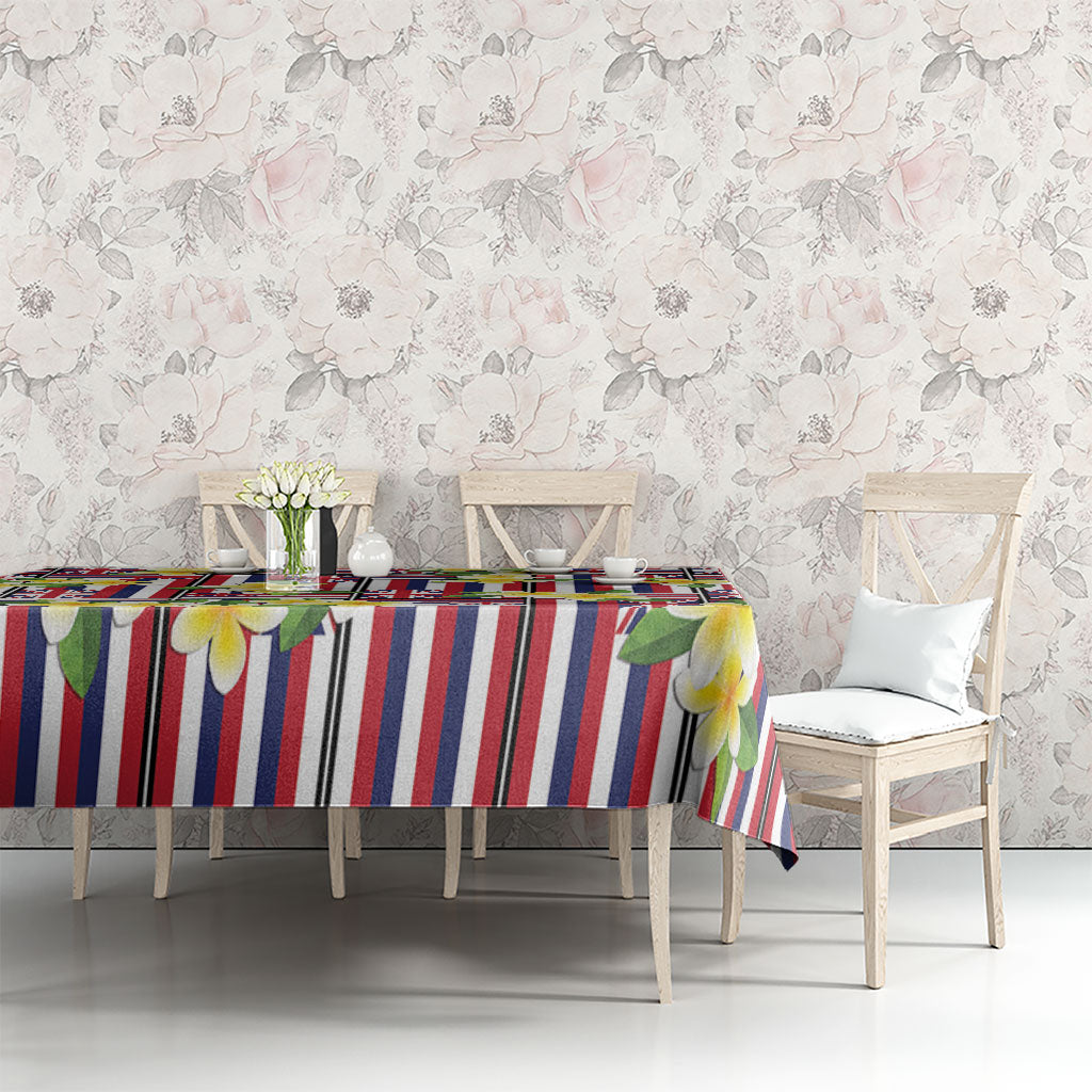 Hawaii Plumeria Lei Tablecloth Hawaiian Flag Motif