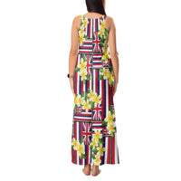 Hawaii Plumeria Lei Tank Maxi Dress Hawaiian Flag Motif