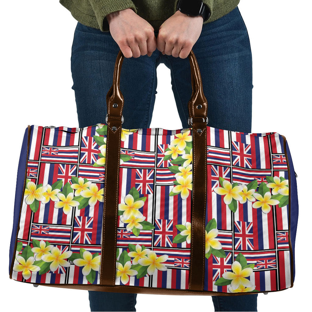 Hawaii Plumeria Lei Travel Bag Hawaiian Flag Motif