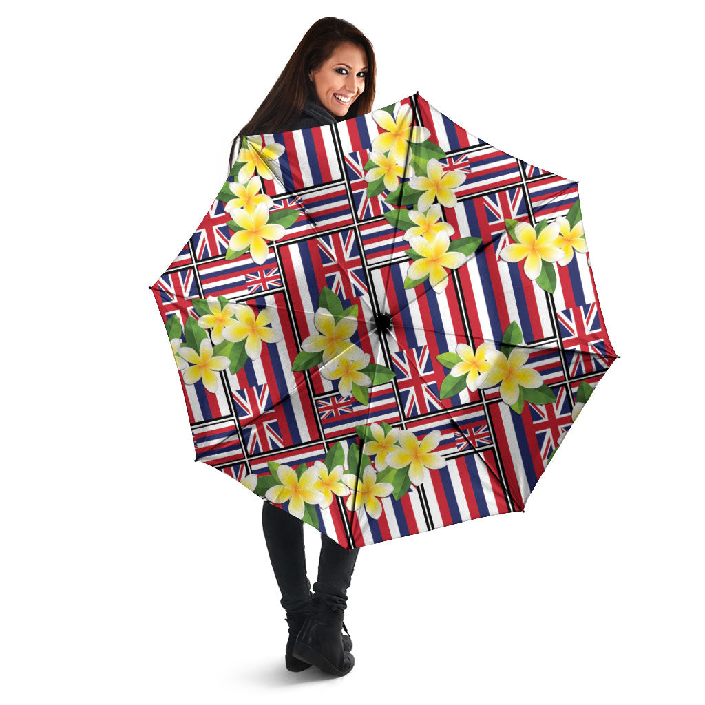 Hawaii Plumeria Lei Umbrella Hawaiian Flag Motif