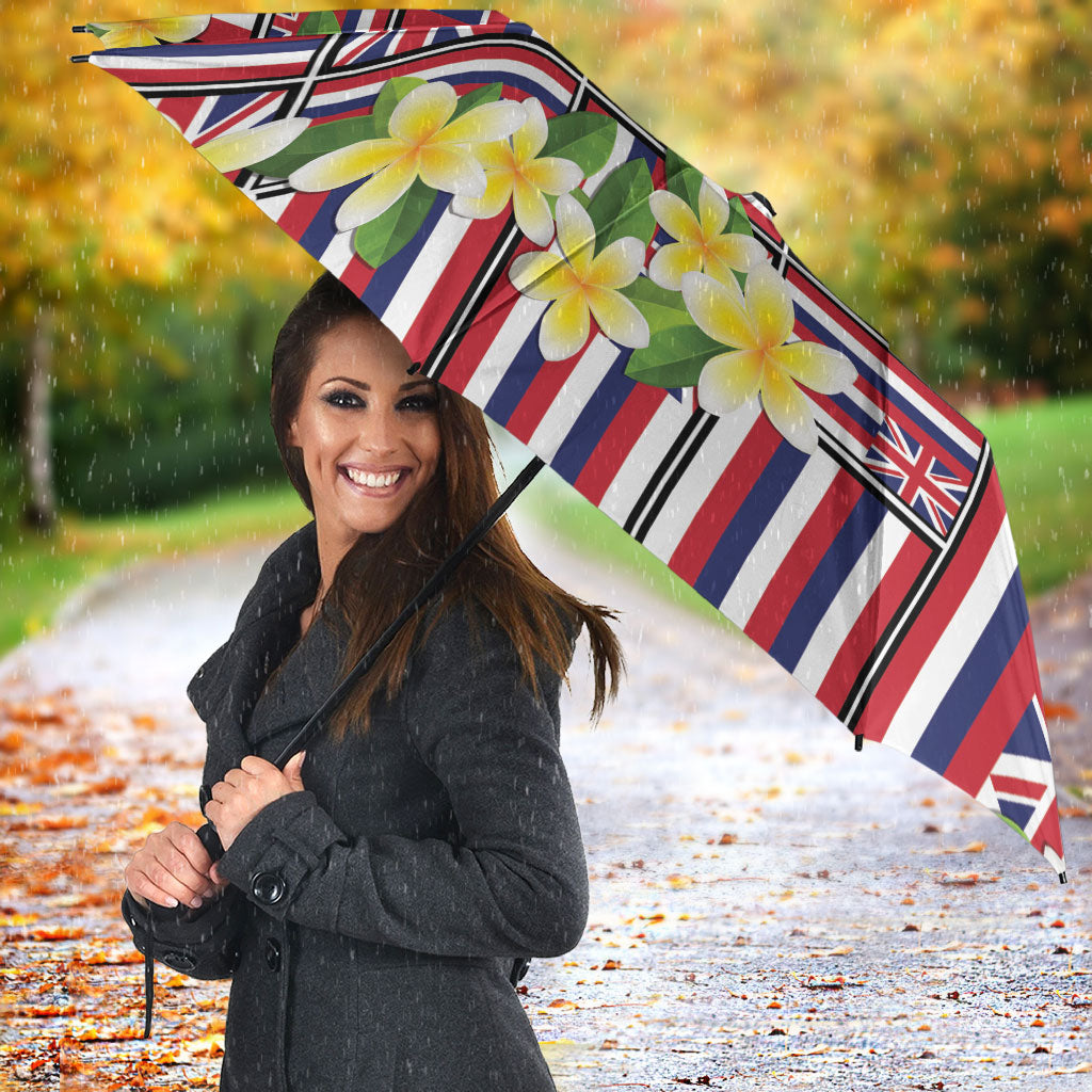 Hawaii Plumeria Lei Umbrella Hawaiian Flag Motif