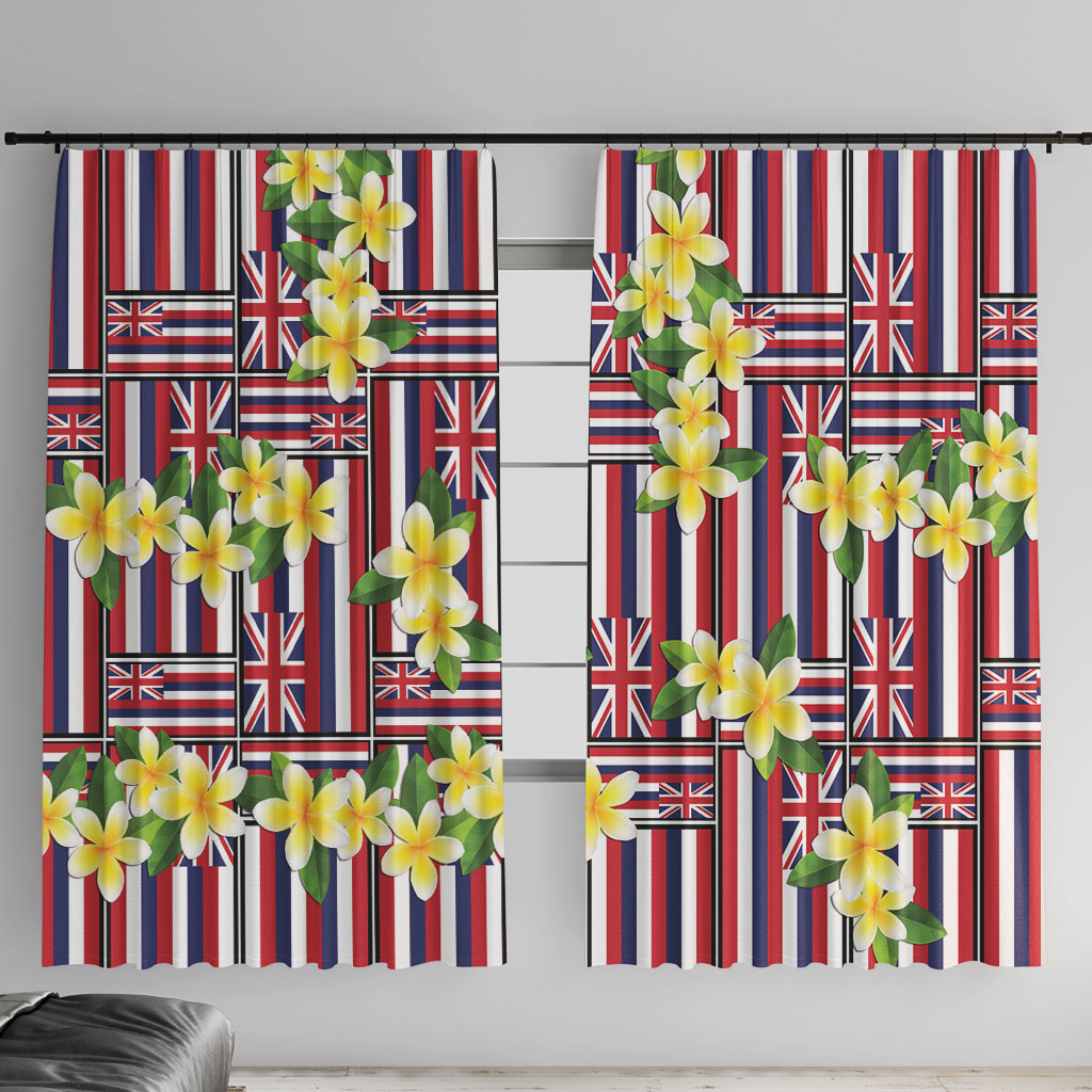 Hawaii Plumeria Lei Window Curtain Hawaiian Flag Motif LT9 With Hooks Red - Polynesian Pride