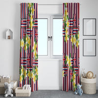 Hawaii Plumeria Lei Window Curtain Hawaiian Flag Motif