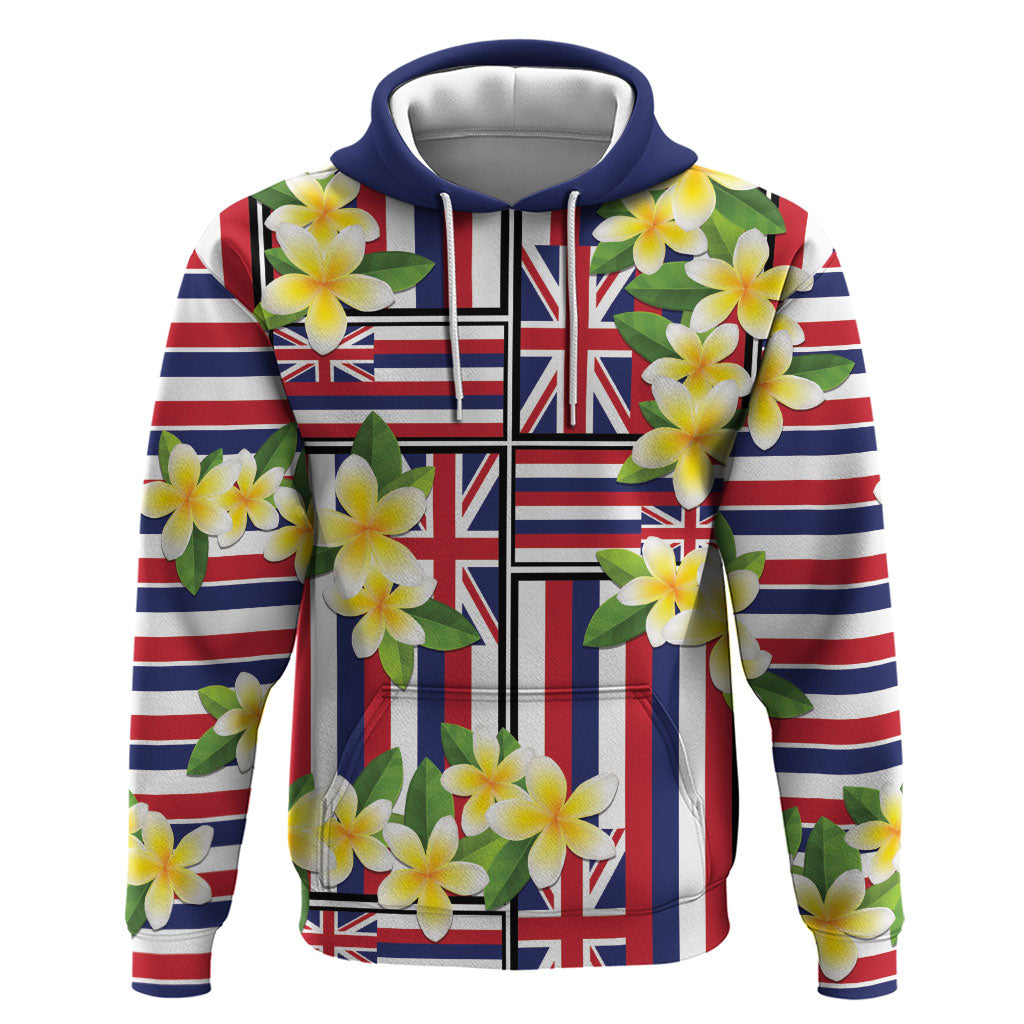 Hawaii Plumeria Lei Zip Hoodie Hawaiian Flag Motif