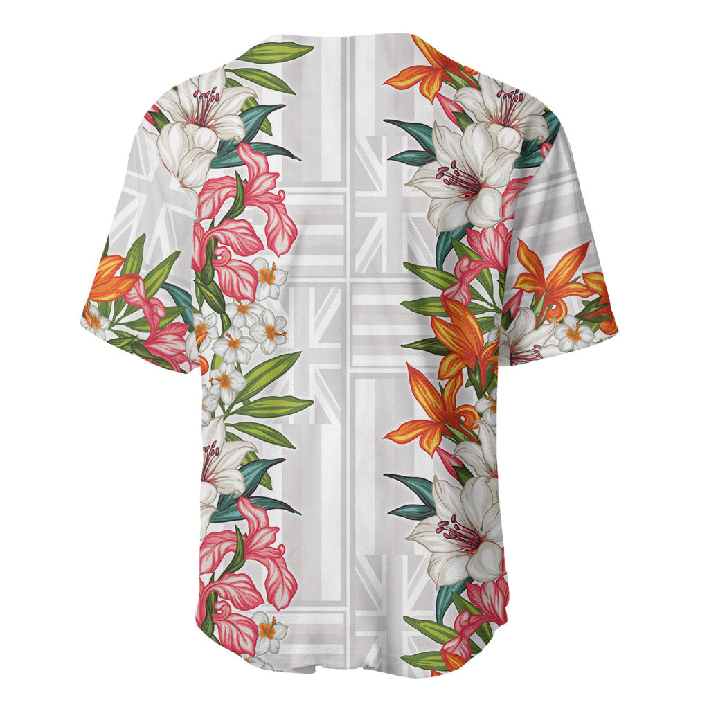 Hawaii Tropical Twist Lei Baseball Jersey Hawaiian Flag Motif