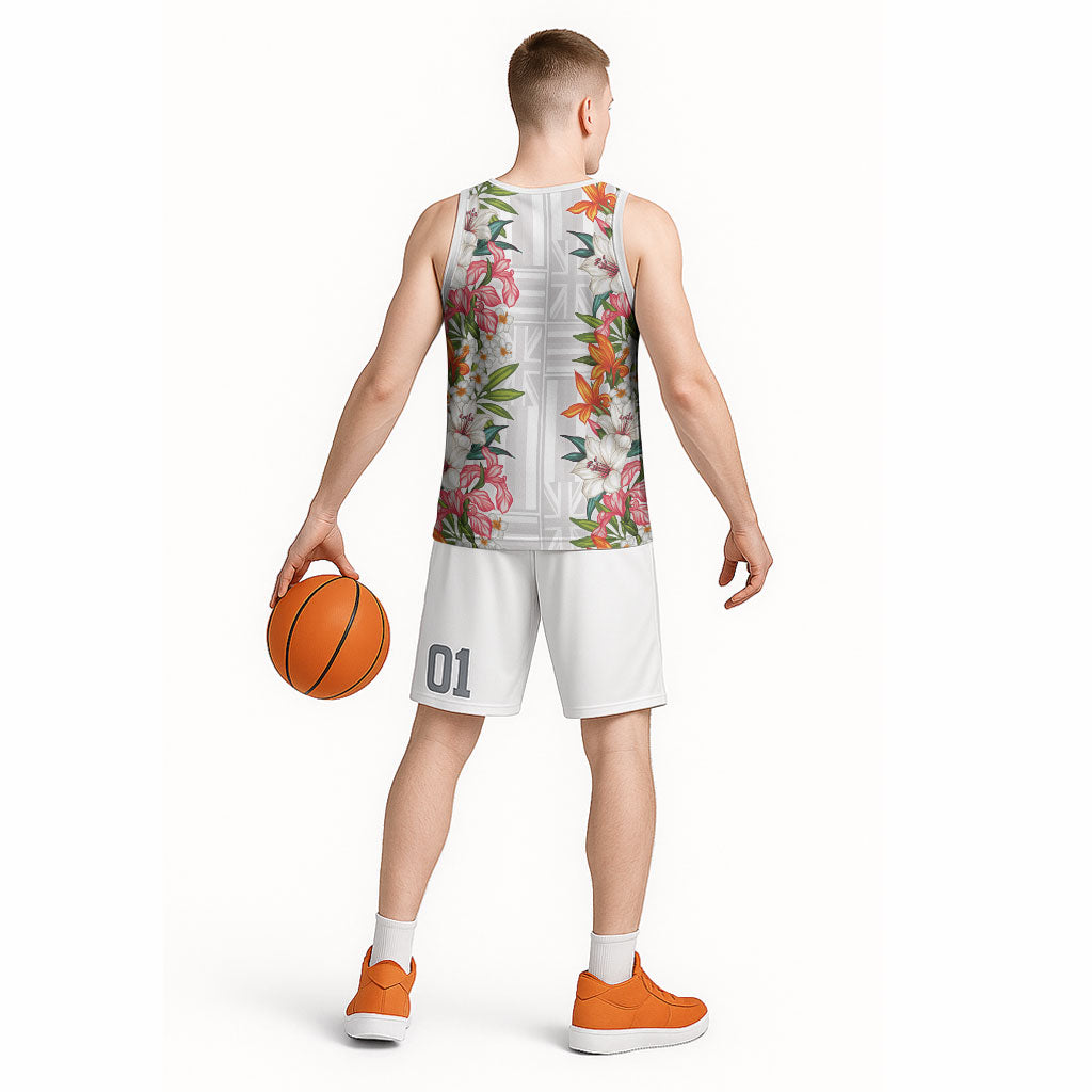 Hawaii Tropical Twist Lei Basketball Jersey Hawaiian Flag Motif