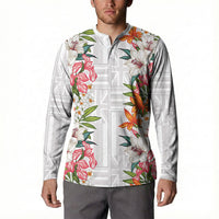 Hawaii Tropical Twist Lei Button Sweatshirt Hawaiian Flag Motif