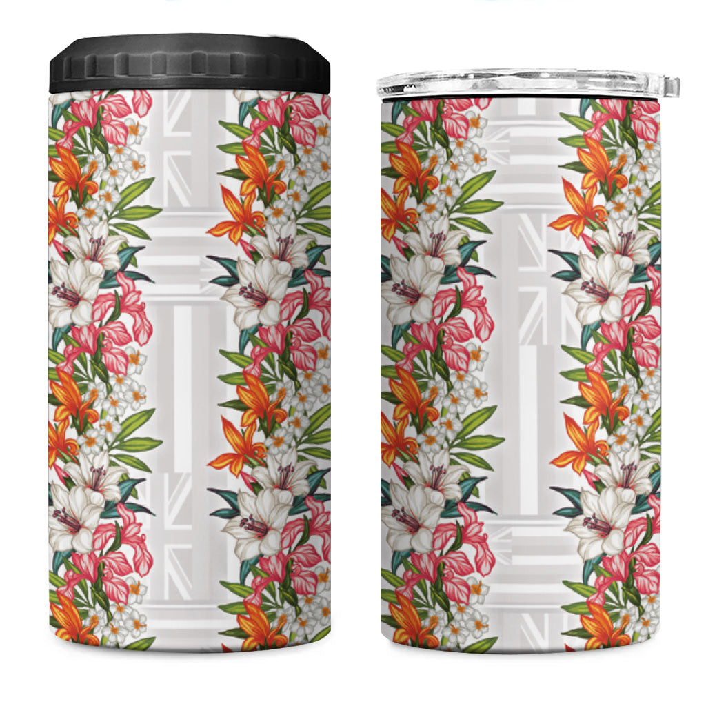 Hawaii Tropical Twist Lei 4 in 1 Can Cooler Tumbler Hawaiian Flag Motif