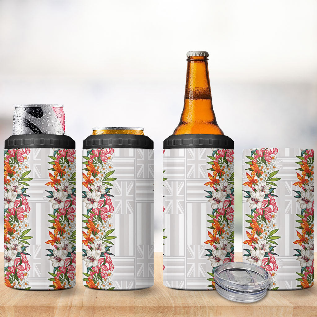 Hawaii Tropical Twist Lei 4 in 1 Can Cooler Tumbler Hawaiian Flag Motif