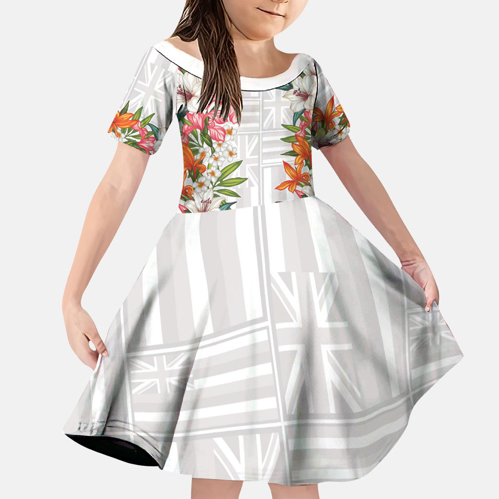 Hawaii Tropical Twist Lei Family Matching Mermaid Dress and Hawaiian Shirt Hawaiian Flag Motif