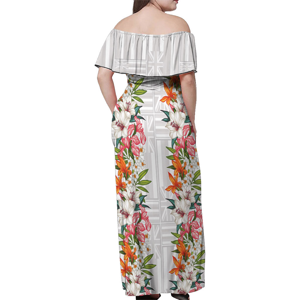 Hawaii Tropical Twist Lei Family Matching Off Shoulder Maxi Dress and Hawaiian Shirt Hawaiian Flag Motif