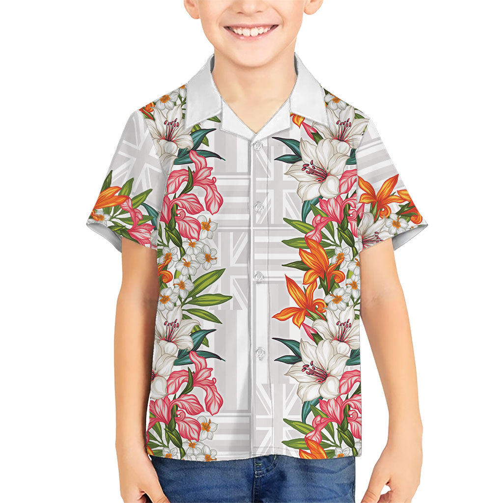 Hawaii Tropical Twist Lei Family Matching Off Shoulder Maxi Dress and Hawaiian Shirt Hawaiian Flag Motif