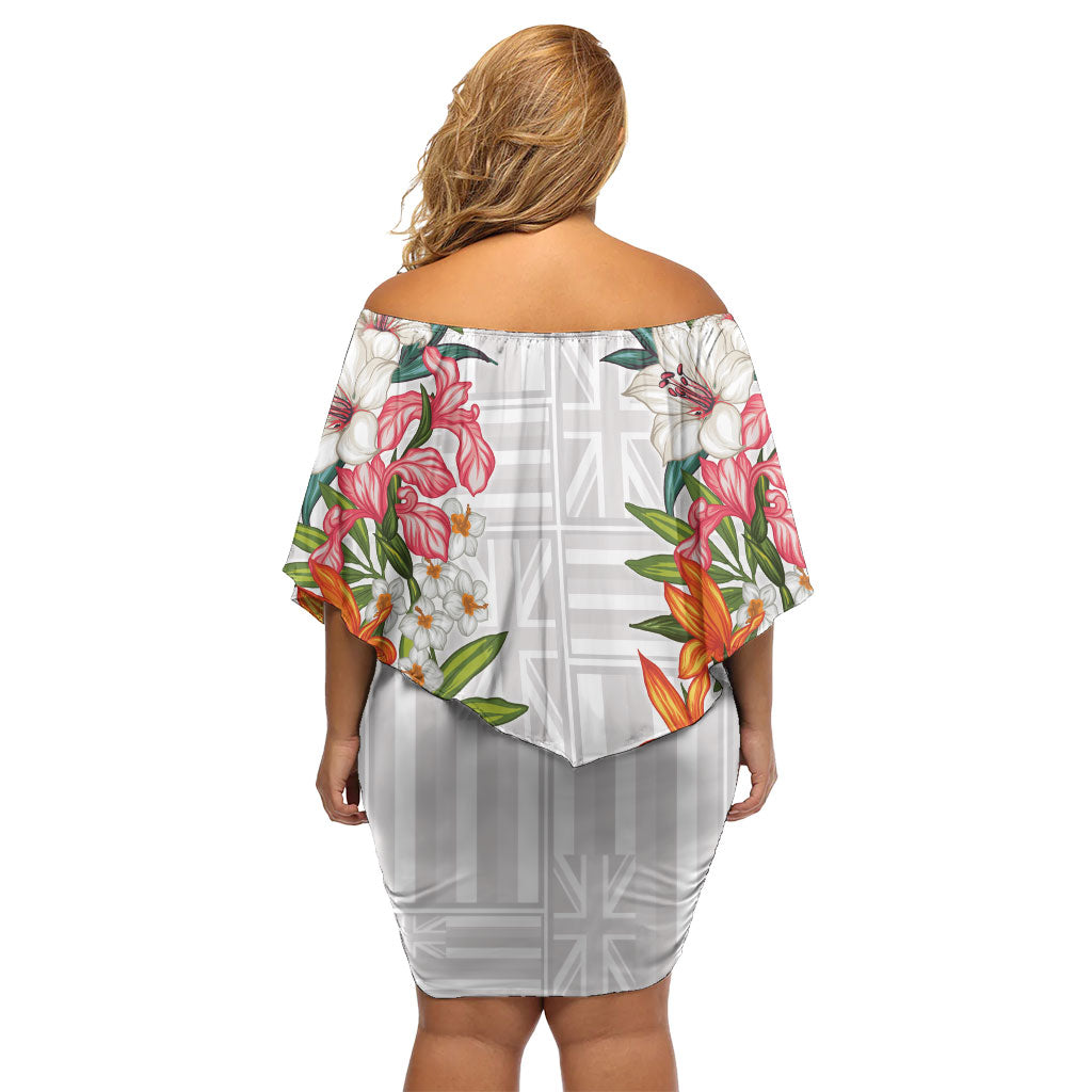 Hawaii Tropical Twist Lei Family Matching Off Shoulder Short Dress and Hawaiian Shirt Hawaiian Flag Motif