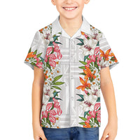 Hawaii Tropical Twist Lei Family Matching Short Sleeve Bodycon Dress and Hawaiian Shirt Hawaiian Flag Motif