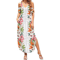 Hawaii Tropical Twist Lei Family Matching Summer Maxi Dress and Hawaiian Shirt Hawaiian Flag Motif