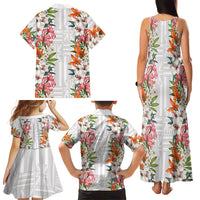 Hawaii Tropical Twist Lei Family Matching Tank Maxi Dress and Hawaiian Shirt Hawaiian Flag Motif