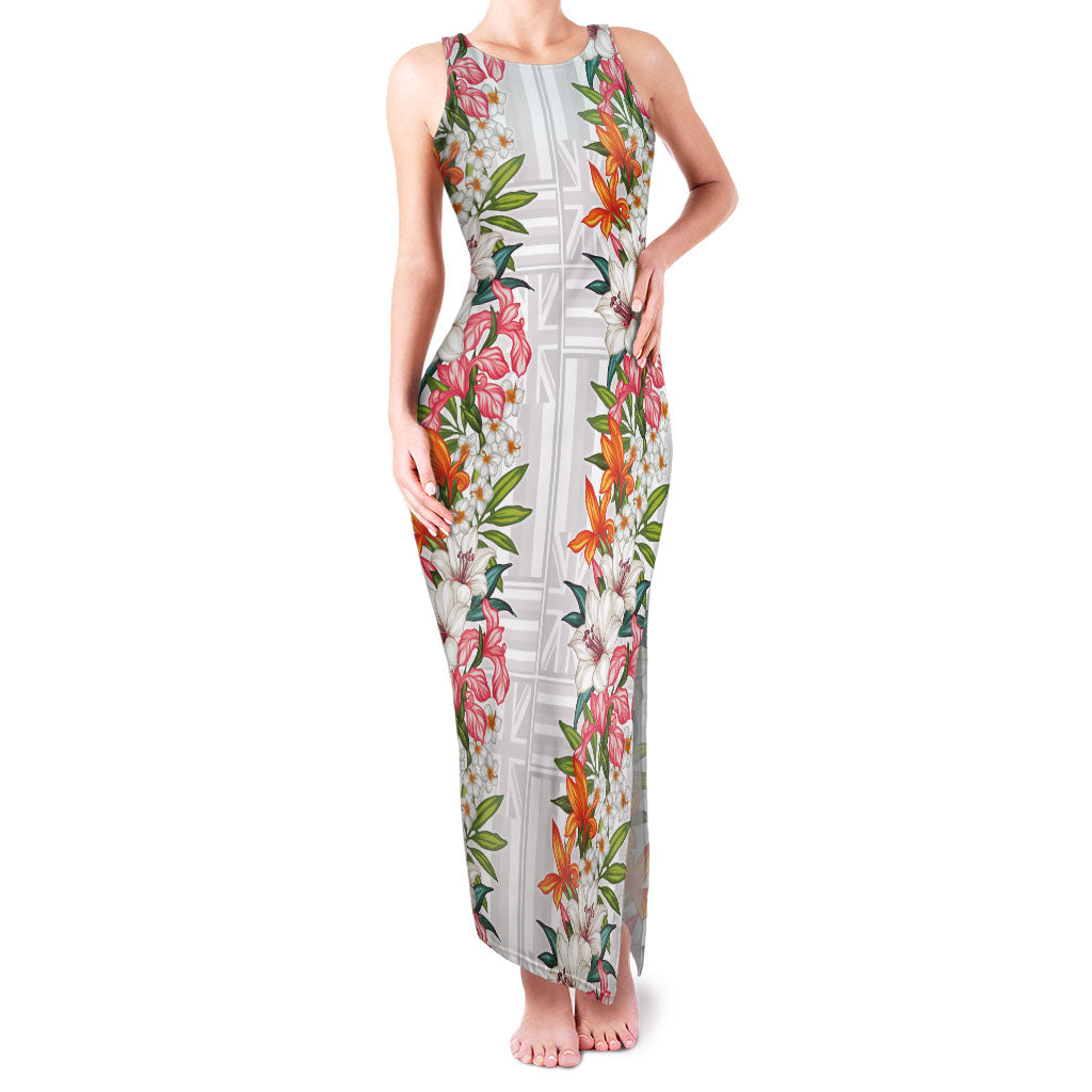 Hawaii Tropical Twist Lei Family Matching Tank Maxi Dress and Hawaiian Shirt Hawaiian Flag Motif