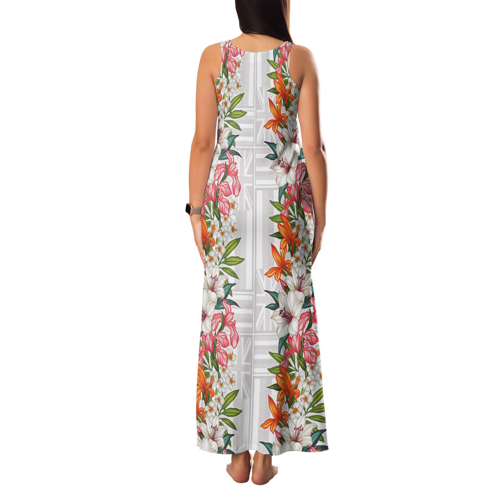 Hawaii Tropical Twist Lei Family Matching Tank Maxi Dress and Hawaiian Shirt Hawaiian Flag Motif