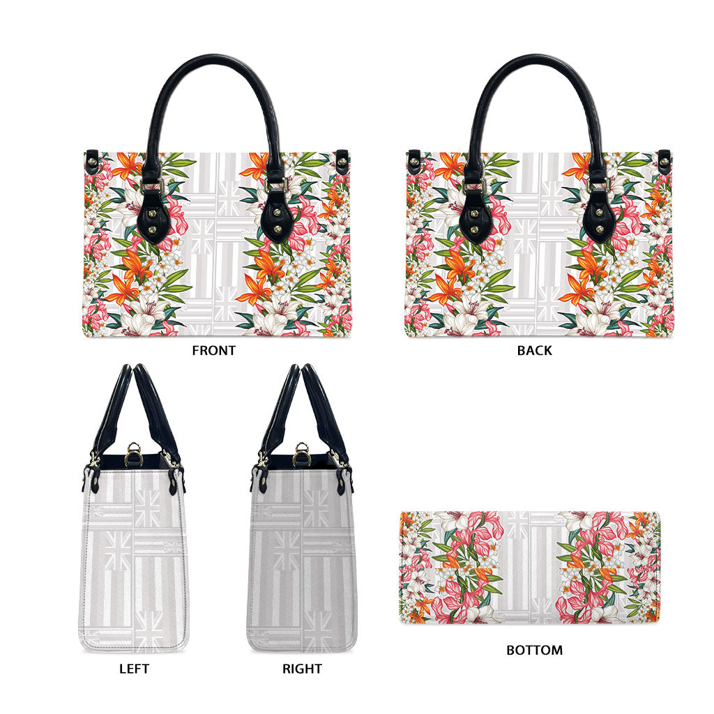 Hawaii Tropical Twist Lei Leather Bag Hawaiian Flag Motif
