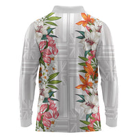 Hawaii Tropical Twist Lei Long Sleeve Polo Shirt Hawaiian Flag Motif