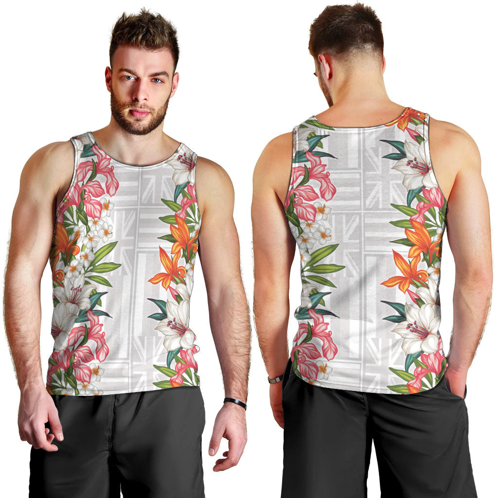 Hawaii Tropical Twist Lei Men Tank Top Hawaiian Flag Motif