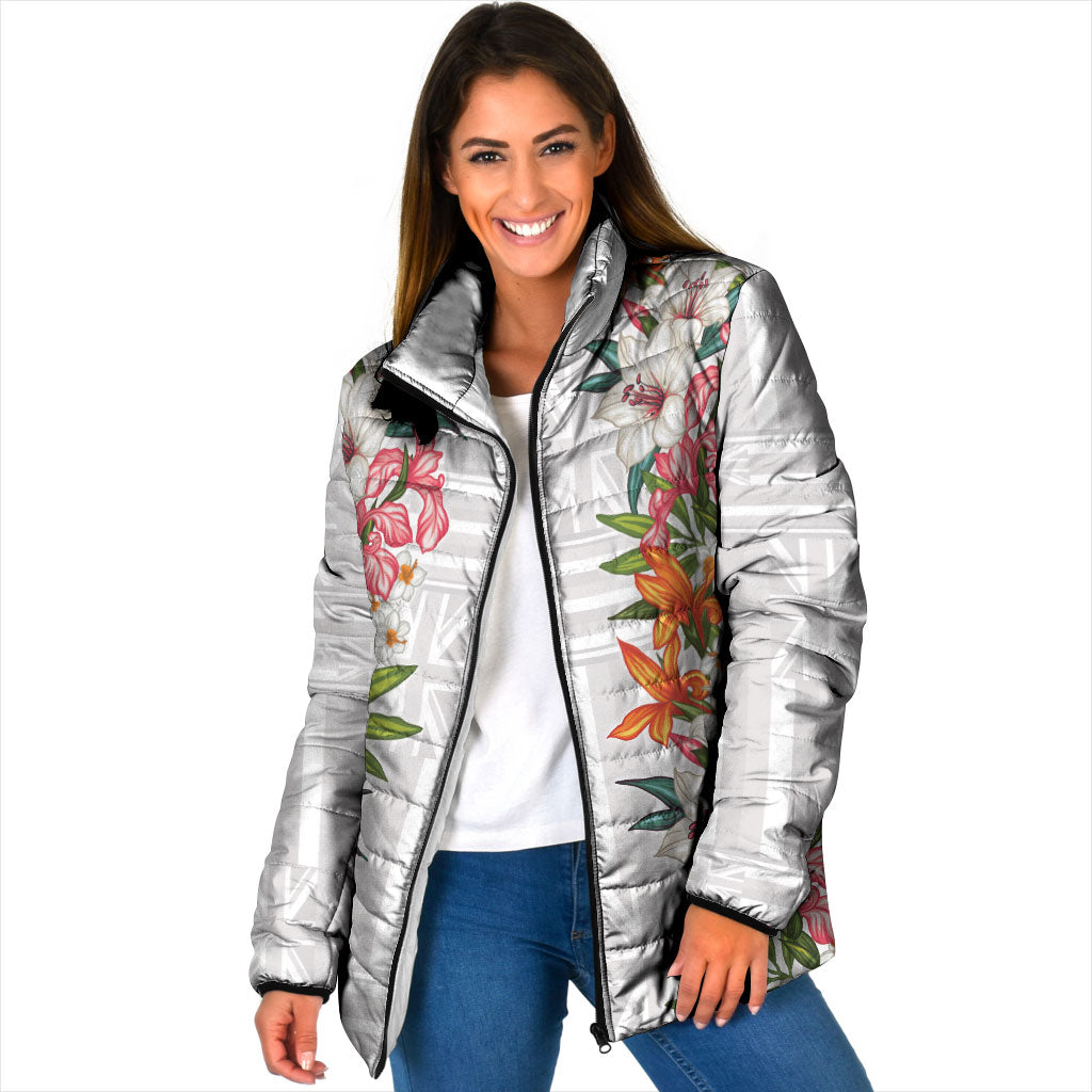 Hawaii Tropical Twist Lei Padded Jacket Hawaiian Flag Motif