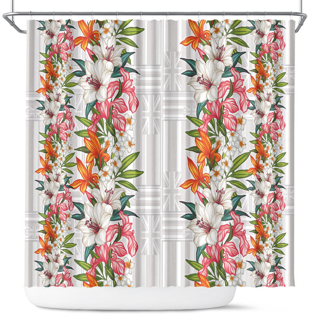 Hawaii Tropical Twist Lei Shower Curtain Hawaiian Flag Motif
