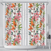 Hawaii Tropical Twist Lei Shower Curtain Hawaiian Flag Motif