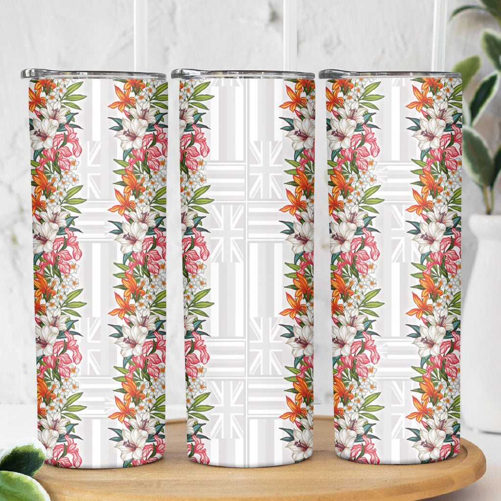 Hawaii Tropical Twist Lei Skinny Tumbler Hawaiian Flag Motif