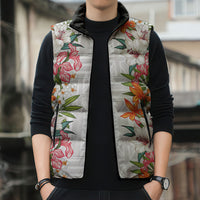 Hawaii Tropical Twist Lei Sleeveless Puffer Jacket Hawaiian Flag Motif