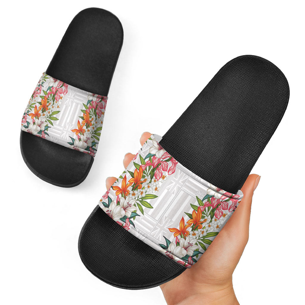 Hawaii Tropical Twist Lei Slide Sandals Hawaiian Flag Motif