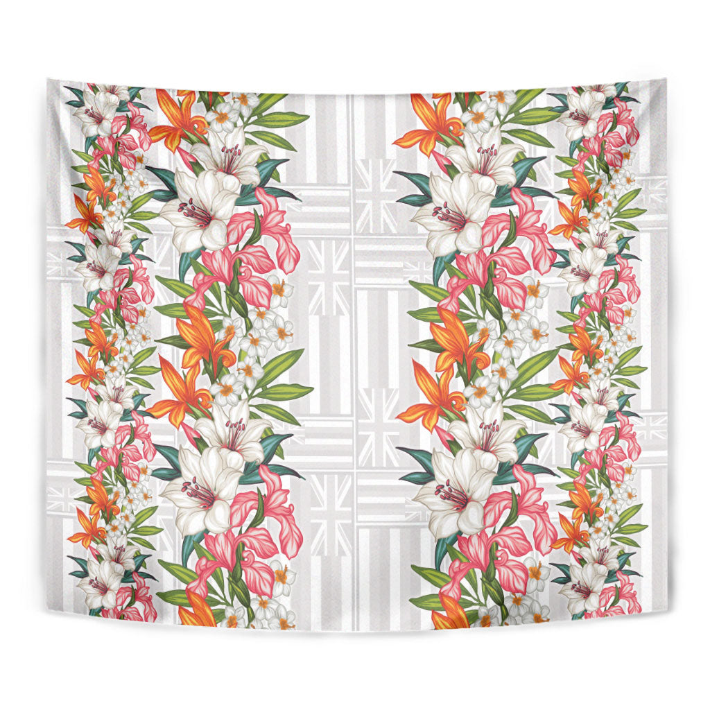 Hawaii Tropical Twist Lei Tapestry Hawaiian Flag Motif