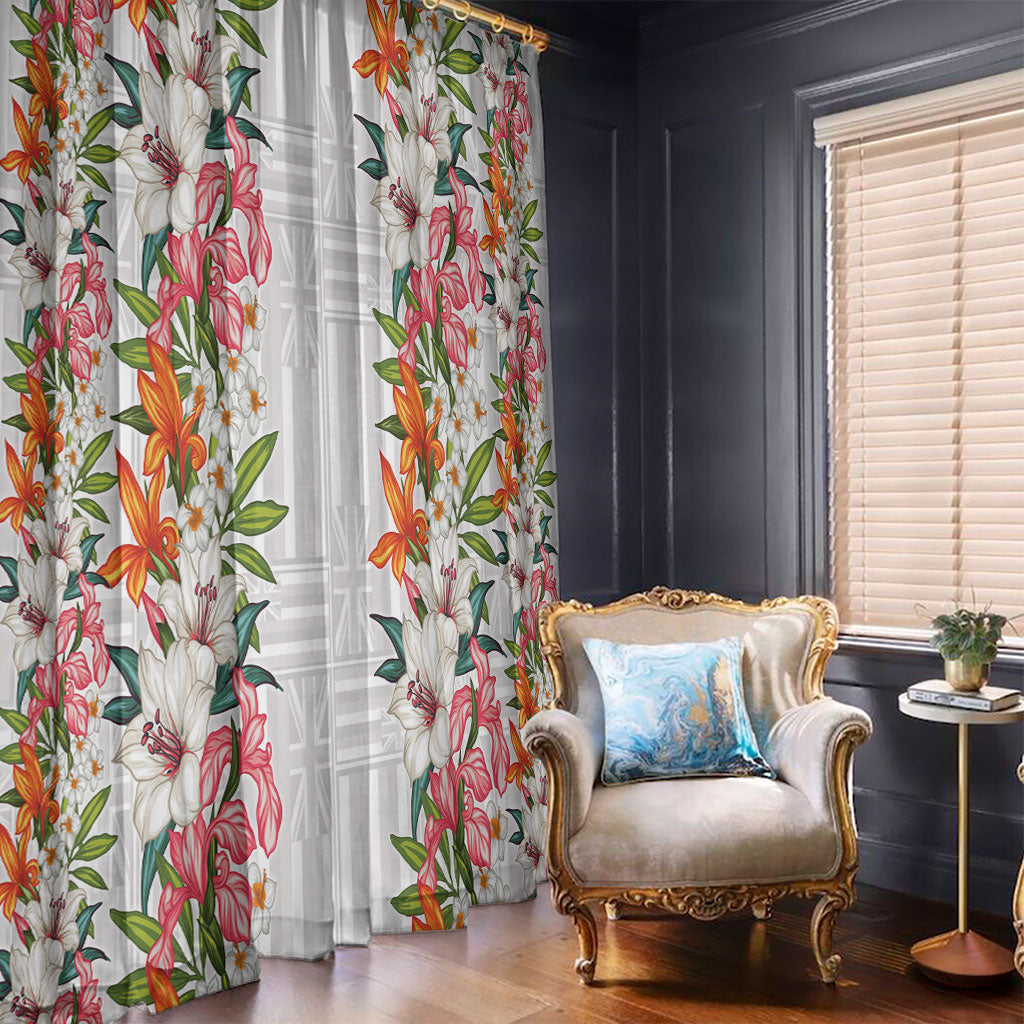 Hawaii Tropical Twist Lei Window Curtain Hawaiian Flag Motif