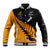 Australia Wallabies and Aotearoa Rugby Baseball Jacket Kangaroo Black Fern Maori Gold Vibe LT9 Unisex Gold - Polynesian Pride