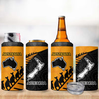 Australia New Zealand Rugby 4 in 1 Can Cooler Tumbler Aboriginal Wallabies and Maori Black Fern Gold Vibe