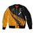 Australia Wallabies and Aotearoa Rugby Sleeve Zip Bomber Jacket Kangaroo Black Fern Maori Gold Vibe LT9 Unisex Gold - Polynesian Pride