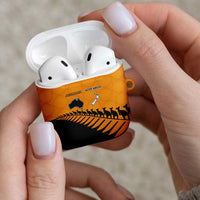 Australia New Zealand Rugby AirPods Case Gold Aboriginal Wallabies and Maori Black Fern - Polynesian Pride
