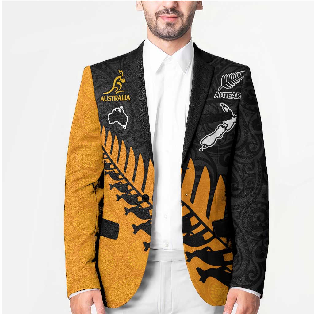 Australia New Zealand Rugby Blazer Gold Aboriginal Wallabies and Maori Black Fern - Polynesian Pride