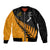Custom Australia Wallabies and Aotearoa Rugby Bomber Jacket Kangaroo Black Fern Maori Gold Vibe LT9 Unisex Gold - Polynesian Pride