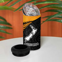 Australia New Zealand Rugby 4 in 1 Can Cooler Tumbler Gold Aboriginal Wallabies and Maori Black Fern - Polynesian Pride