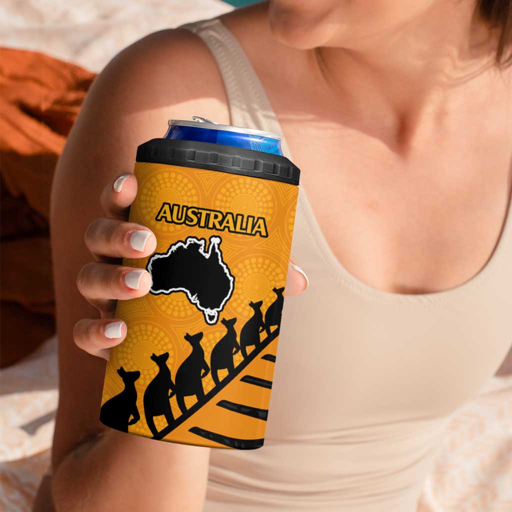 Australia New Zealand Rugby 4 in 1 Can Cooler Tumbler Gold Aboriginal Wallabies and Maori Black Fern - Polynesian Pride