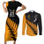 Custom Australia Wallabies and Aotearoa Rugby Couples Matching Short Sleeve Bodycon Dress and Long Sleeve Button Shirts Kangaroo Black Fern Maori Gold Vibe LT9 Gold - Polynesian Pride