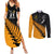 Custom Australia Wallabies and Aotearoa Rugby Couples Matching Summer Maxi Dress and Long Sleeve Button Shirts Kangaroo Black Fern Maori Gold Vibe LT9 Gold - Polynesian Pride